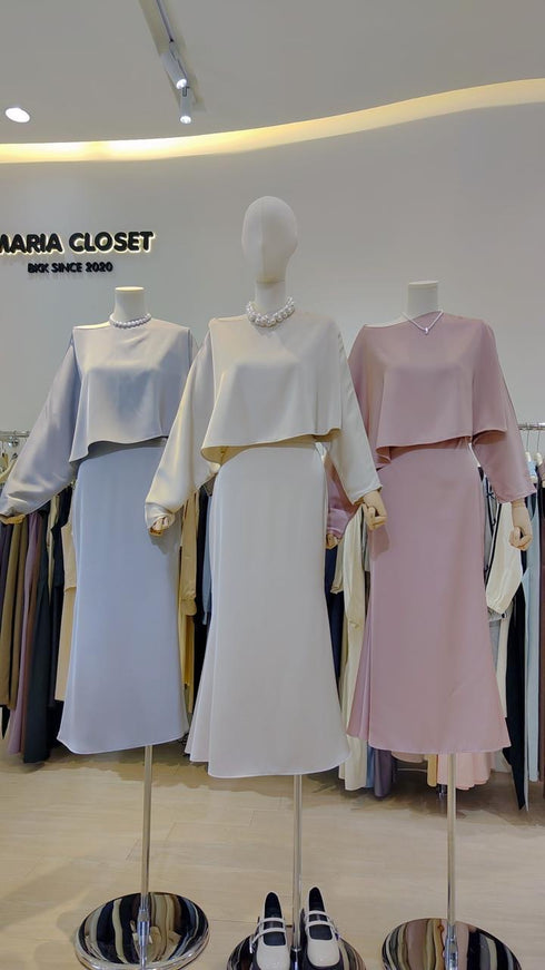 Women Loose Long Sleeves Crop Blouse With A-Line Skirts